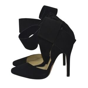 Aminah Abdul Jillil Black D'Orsay Oversize Bow Pump Ankle 9M